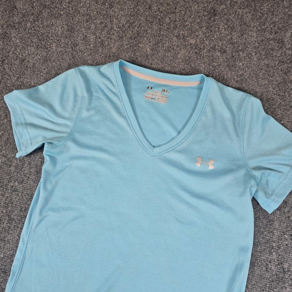 Under Armour HeatGear Athletic‎ T-Shirt V-Neck Activewear Top Small - Picture 1 of 9